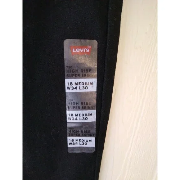 Levi's 720 Women's 18 MED High-Rise Super Skinny Jeans Black NWT - Picture 5 of 8